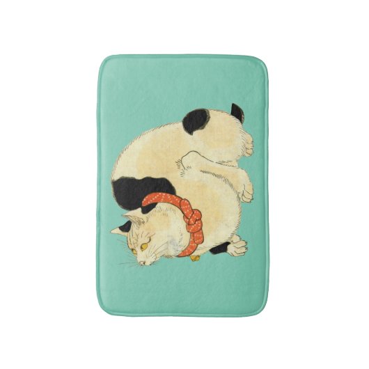 日本猫, 国芳 japanische Katze, Kuniyoshi, Ukiyo-e Badematte (Vorderseite Vertikal)