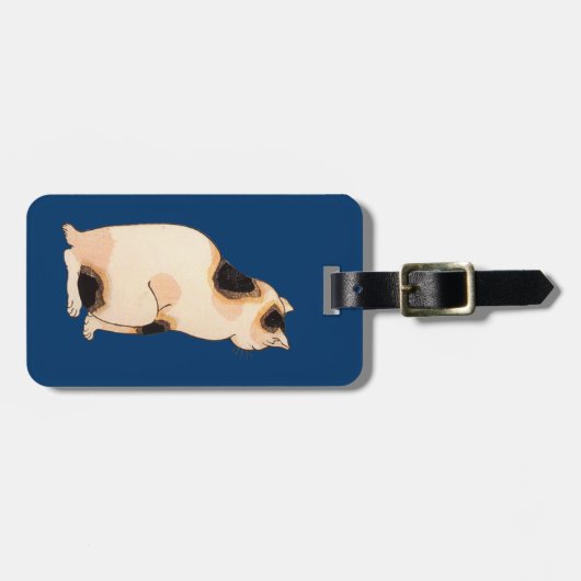 日本猫, 国芳 japanische Katze, Kuniyoshi, Ukiyo-e Gepäckanhänger (Vorderseite horizontal)