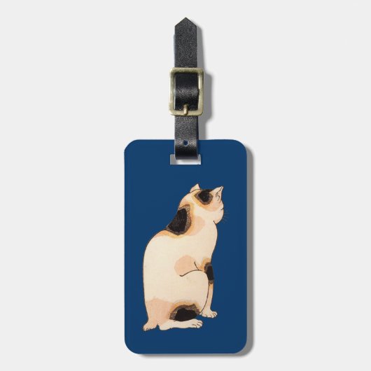 日本猫, 国芳 japanische Katze, Kuniyoshi, Ukiyo-e Gepäckanhänger (Vorderseite vertikal)