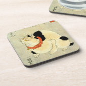 日本猫, 国芳 japanische Katze, Kuniyoshi, Ukiyo-e Getränkeuntersetzer (Linke Seite)