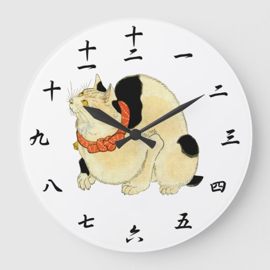 日本猫, 国芳 japanische Katze, Kuniyoshi, Ukiyo-e Große Wanduhr (Vorderseite)