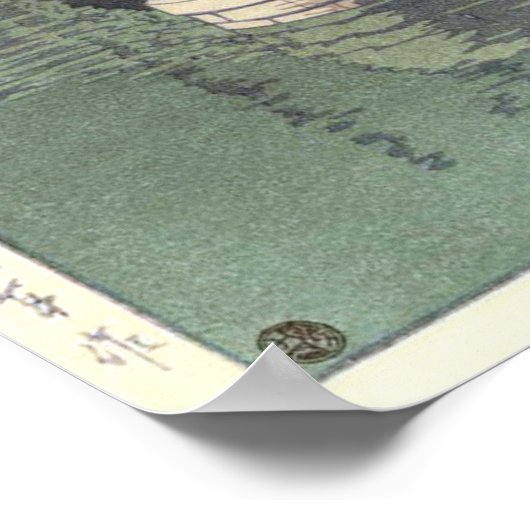 日 本 橋, Nihonbashi Bridge, Hasui Kawase, Woodcut Poster (Ecke)