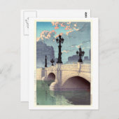 日 本 橋, Nihonbashi Bridge, Hasui Kawase, Woodcut Postkarte (Vorne/Hinten)
