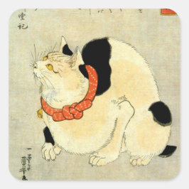 日 本 猫, 国 Japanischer Katze, Kuniyoshi, Ukiyo-e Quadratischer Aufkleber