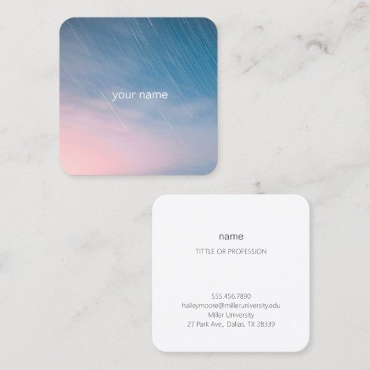 明け方の空と流星 シンプルな名刺・ビジネスカード・ショップカード QUADRATISCHE VISITENKARTE (Vorne/Hinten)