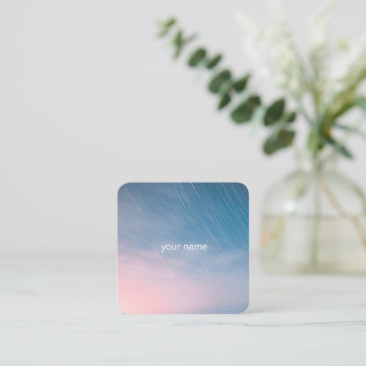 明け方の空と流星 シンプルな名刺・ビジネスカード・ショップカード QUADRATISCHE VISITENKARTE (Stehend Vorderseite)