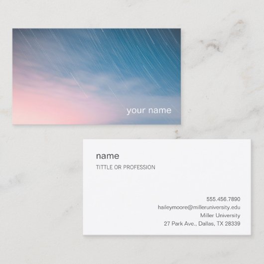 明け方の空と流星 シンプルな名刺　ビジネスカード　ショップカード VISITENKARTE (Vorne/Hinten)