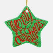 星形メリークリスマスのタイポグラフィーと他8言語 KERAMIK ORNAMENT (Hinten)