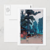 春 大 社 鹿, Hirsch von Kasuga Shrine, Hiroshi Yoshida Postkarte (Vorne/Hinten)