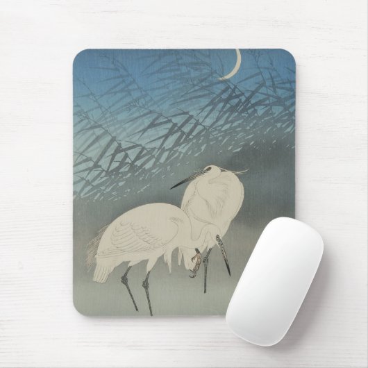 月 と 鷺, 古 Egrets & Moon, Koson, Ukiyo-e, 邨 Mousepad (Mit Mouse)