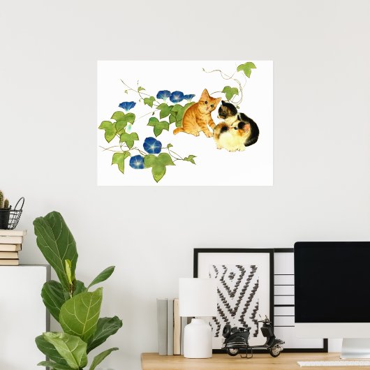 朝顔子猫図　Morning glory and kitten ポスター Poster (Heimbüro)