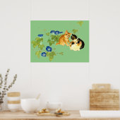 朝顔子猫図　Morning glory and kitten Poster (Küche)