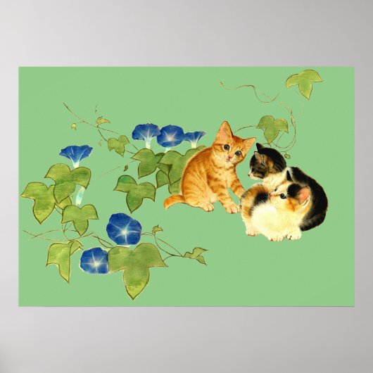 朝顔子猫図　Morning glory and kitten Poster (Vorne)