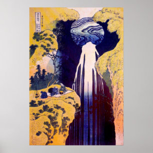 木 路 滝, Wasserfall von Kiso-road, Hokusai, Ukiyo-e Poster