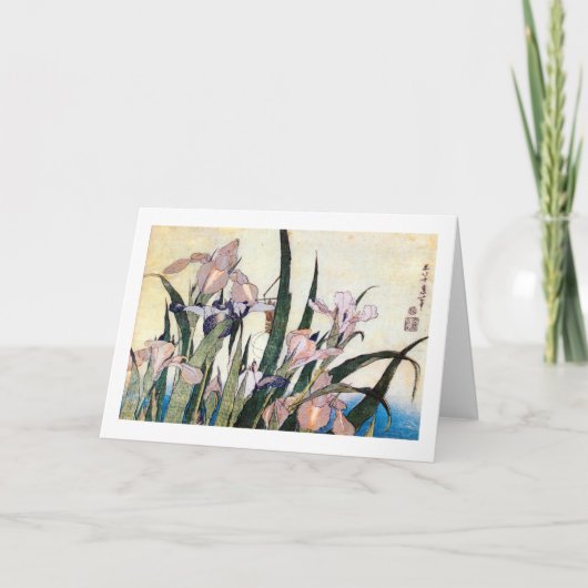 杜若ときりぎりす, 北斎 Iris und Heuschrecke, Hokusai Karte (Vorderseite)