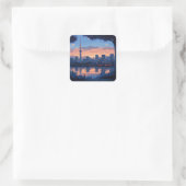 東京の夕暮れの風景 ステッカー QUADRATISCHER AUFKLEBER (Tasche)