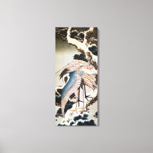 松 に 鶴, 北 Krane auf Pine Tree, Hokusai, Ukiyo-e Leinwanddruck