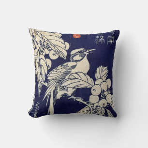 枇杷に鳥, 広重 Vogel und Loquat, Hiroshige, Ukiyo-e Kissen