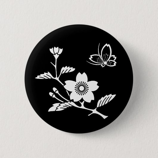 枝 桜 に 中 陰 飛 び 蝶 BUTTON (Vorderseite)
