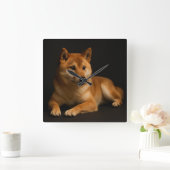 柴犬ポートレート – Shiba Inu Art Quadratische Wanduhr (Zuhause)