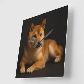 柴犬ポートレート – Shiba Inu Art Quadratische Wanduhr (Winkel)