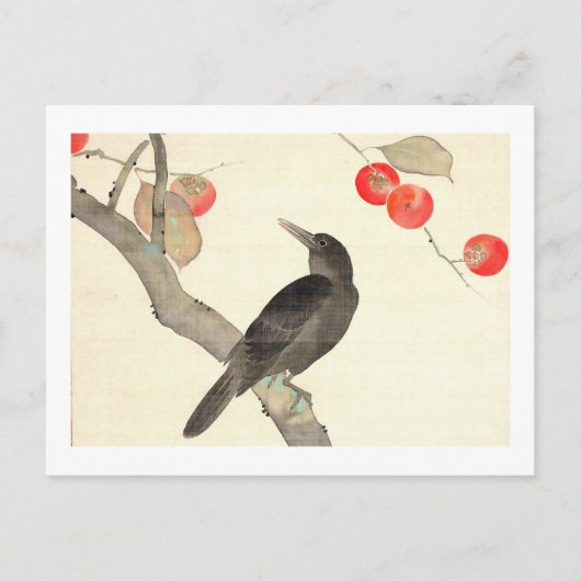 柿 に 烏, 抱 Persimmon und Crow, Hōitsu Postkarte (Vorderseite)