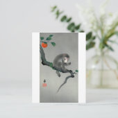 柿 に 猿, 古 Monkey am Persimmonbaum, Ohara Koson, Postkarte (Stehend Vorderseite)