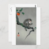 柿 に 猿, 古 Monkey am Persimmonbaum, Ohara Koson, Postkarte (Vorne/Hinten)