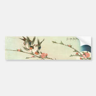 桃 の 花 燕, 広 Peach Blossom and Swallow, Hiroshige, に Autoaufkleber