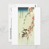 桃 の 花 燕, 広 Peach Blossom and Swallow, Hiroshige, に Postkarte (Vorne/Hinten)