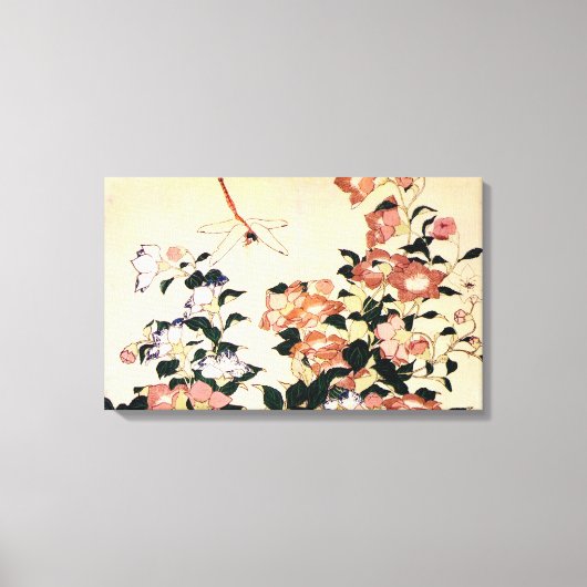 桔 梗, 北 斎 Bellflower und Dragonfly, Hokusai, Ukiyo- Leinwanddruck (Vorderseite)