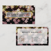 桜とゴールド ブラック 美しい サロン スクール 美容 名刺♡ VISITENKARTE (Vorne/Hinten)