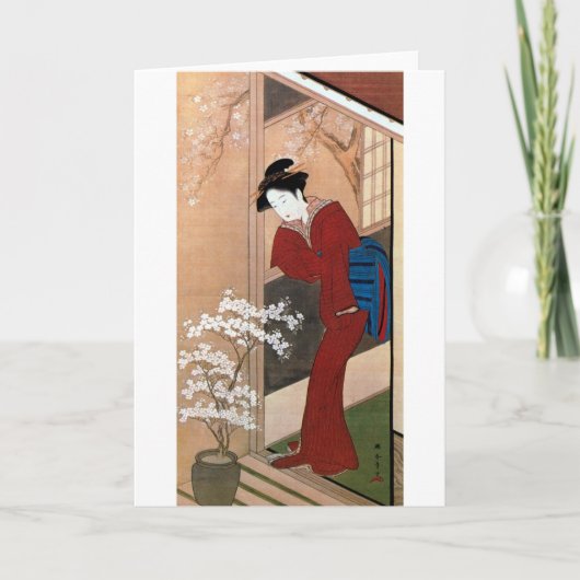 桜の花と女, 春章 Kirschblüten und eine Frau, Shunsho Karte (Vorderseite)