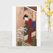 桜の花と女, 春章 Kirschblüten und eine Frau, Shunsho Karte (Gelbe Blume)