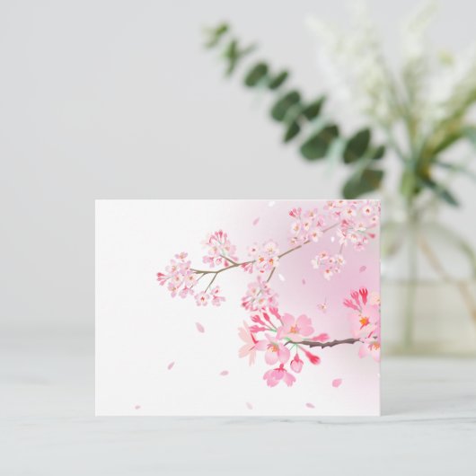桜の花びらが舞う和風ポストカード*春のご挨拶・季節の便りに POSTKARTE (Stehend Vorderseite)