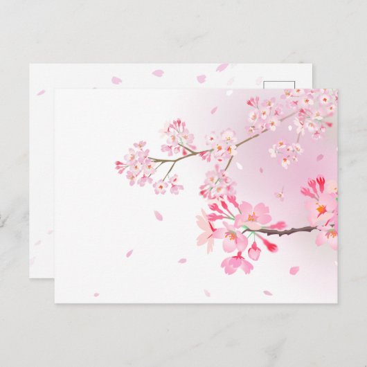 桜の花びらが舞う和風ポストカード*春のご挨拶・季節の便りに POSTKARTE (Vorne/Hinten)