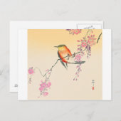 桜 に 鳥, 小 原 邨 Bird & Cherry Blossoms, Ohara Koson Postkarte (Vorne/Hinten)