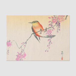 桜 に 鳥, 小 原 邨 Bird & Cherry Blossoms, Ohara Koson Seidenpapier