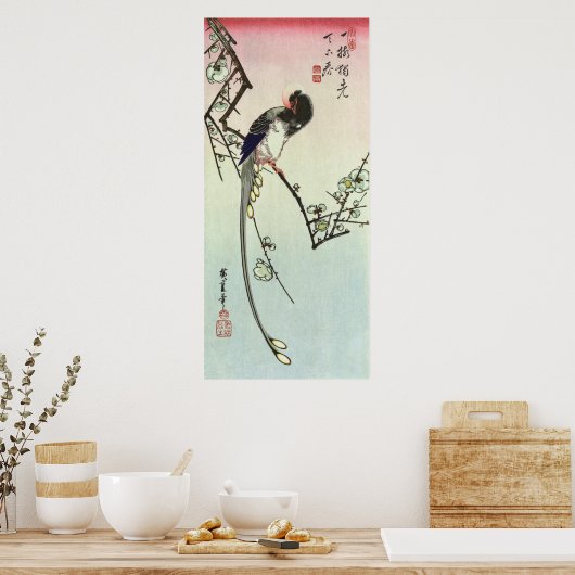 梅 尾 鳥, 広 Pflaumenbaum und Vogel, Hiroshige, Ukiyo- Poster (Küche)
