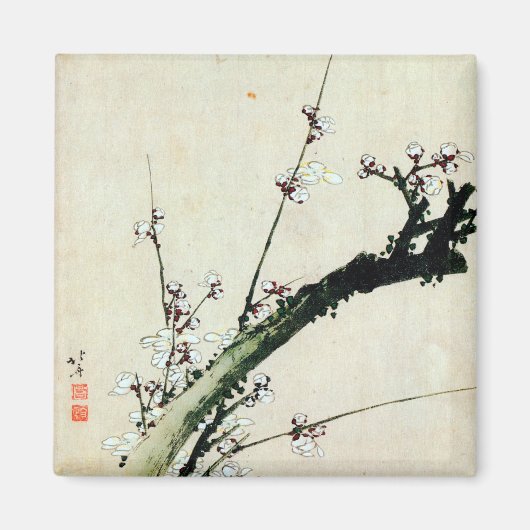 梅 花, 北 斎 Pflaumenblüten, Hokusai, Ukiyo-e Magnet (Vorne)
