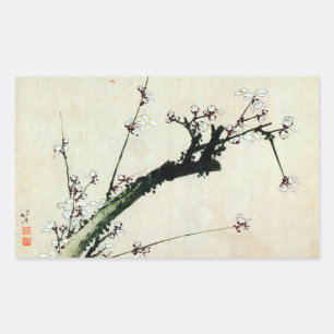 梅 花, 北 斎 Pflaumenblüten, Hokusai, Ukiyo-e Rechteckiger Aufkleber