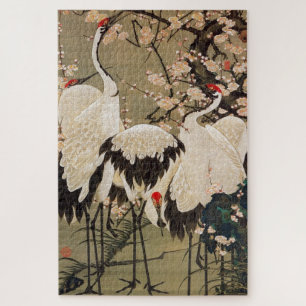 梅 花 群 図, 若 冲 Pflaumenblüten & Kraniche, Jakuchū Puzzle