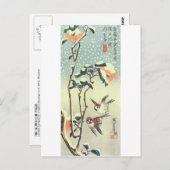椿 雀, 広 重 Kamelien und Sparrow, Hiroshige, Ukiyo-e Postkarte (Vorne/Hinten)