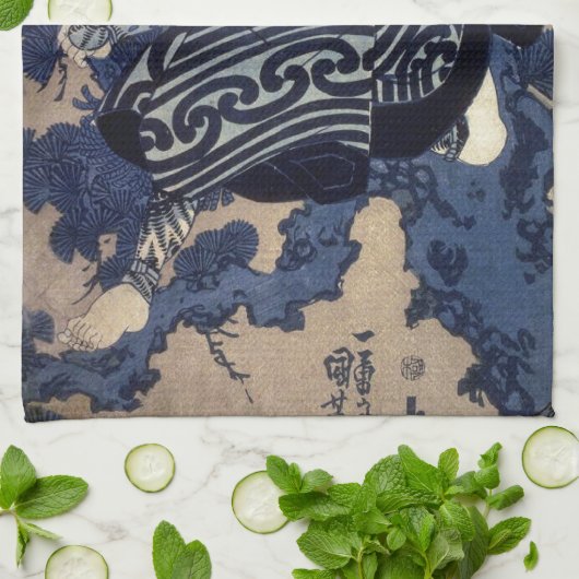 歌舞伎役者, 国芳 Kabuki Schauspieler, Kuniyoshi, Ukiyo-e Handtuch (Gefaltet)