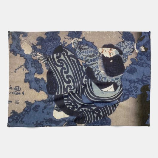 歌舞伎役者, 国芳 Kabuki Schauspieler, Kuniyoshi, Ukiyo-e Handtuch (Horizontal)