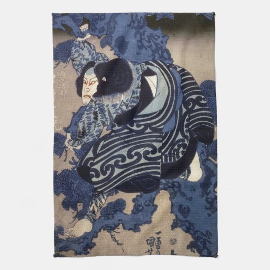 歌舞伎役者, 国芳 Kabuki Schauspieler, Kuniyoshi, Ukiyo-e Handtuch (Vertikal)