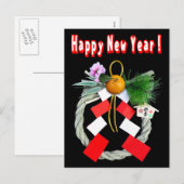 正月飾り - Kranz von Japan des neuen Jahres (kein BG) Feiertagspostkarte (Vorne/Hinten)