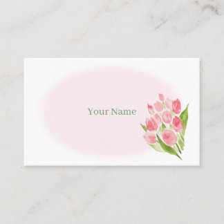 水彩で描いたピンクのチューリップ 名刺 VISITENKARTE
