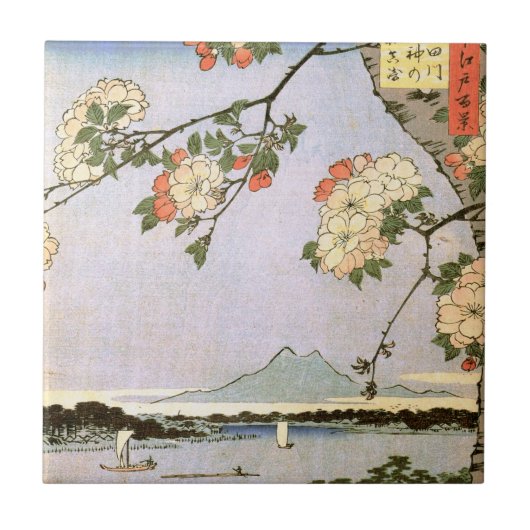 江戸の桜, 広重 Kirschblüten von Edo, Hiroshige, Ukiyoe Fliese (Vorderseite)