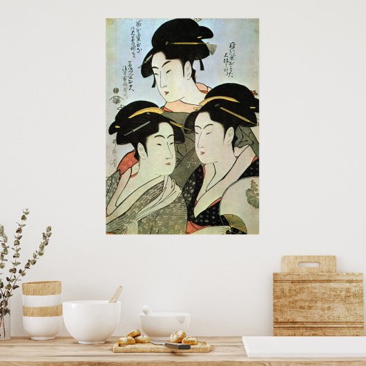 江 の 三 人, 歌 drei wunderschöne Frauen Edo, Utamaro Poster (Küche)